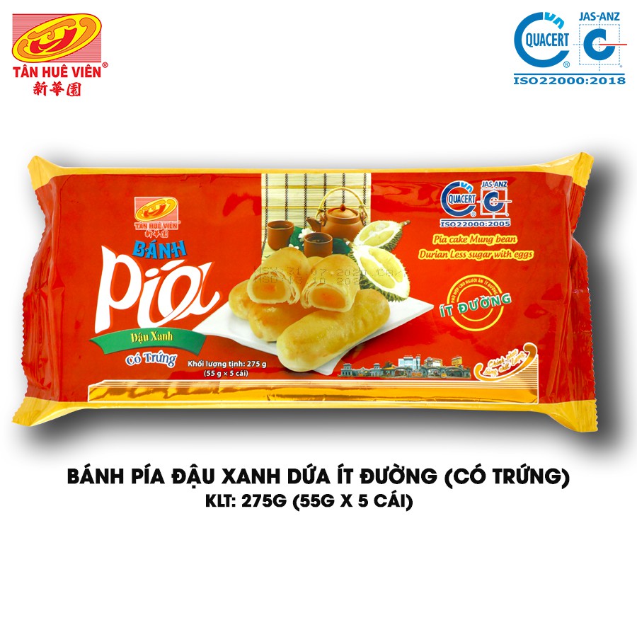 [Mã BMBAU50 giảm 7% đơn 150K] Bánh Pía đậu ít đường có trứng Tân Huê Viên 275gr