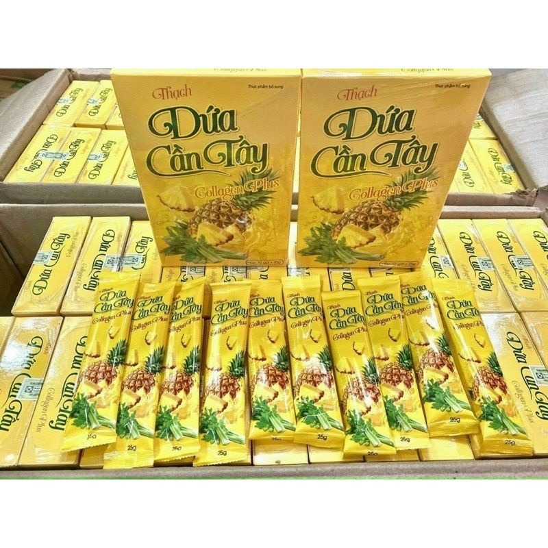 Combo 4 Hộp Thạch Dứa Cần Tây_Hộp 10 Gói