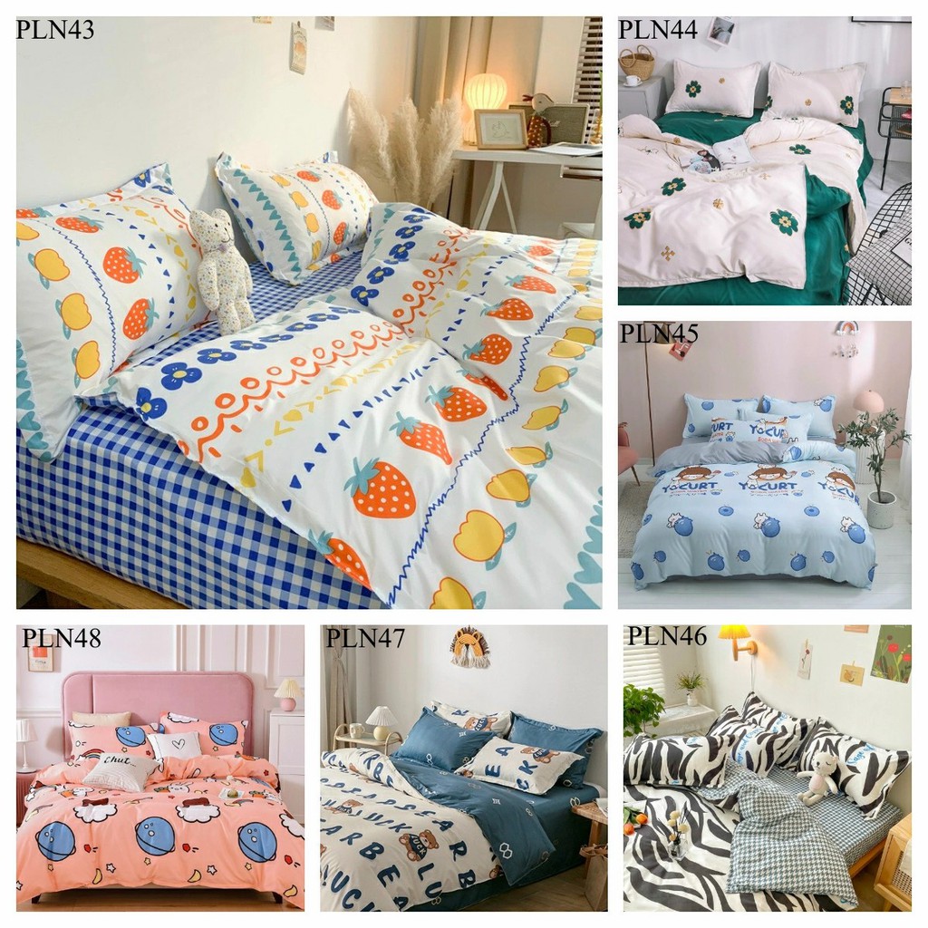 Trọn Bộ 4 Món Chăn Ga Gối Cotton Poly Nhập Mẫu Bò Sữa Hello-sallyphuongmai