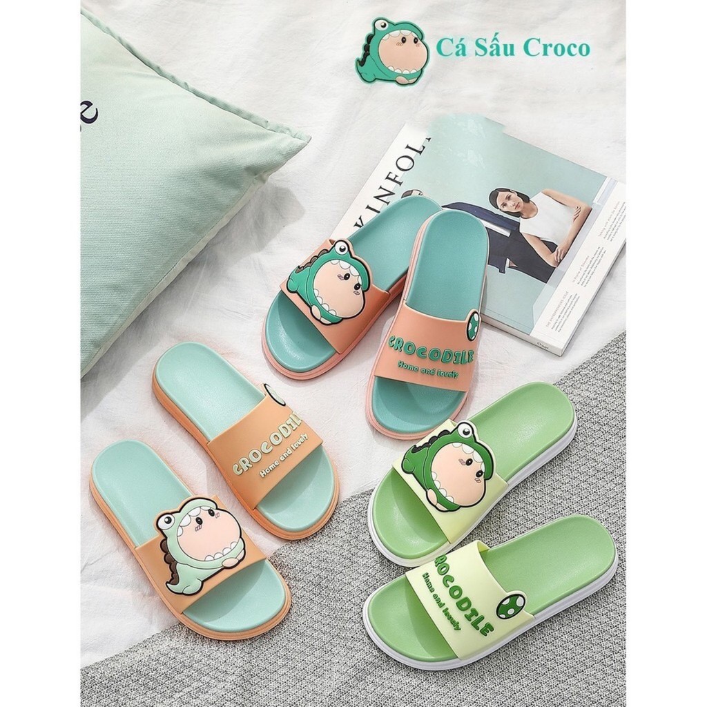 Dép Quai Ngang Cá Sấu CROCODILE Unisex Cao Su Siêu mềm siêu xin siêu kute