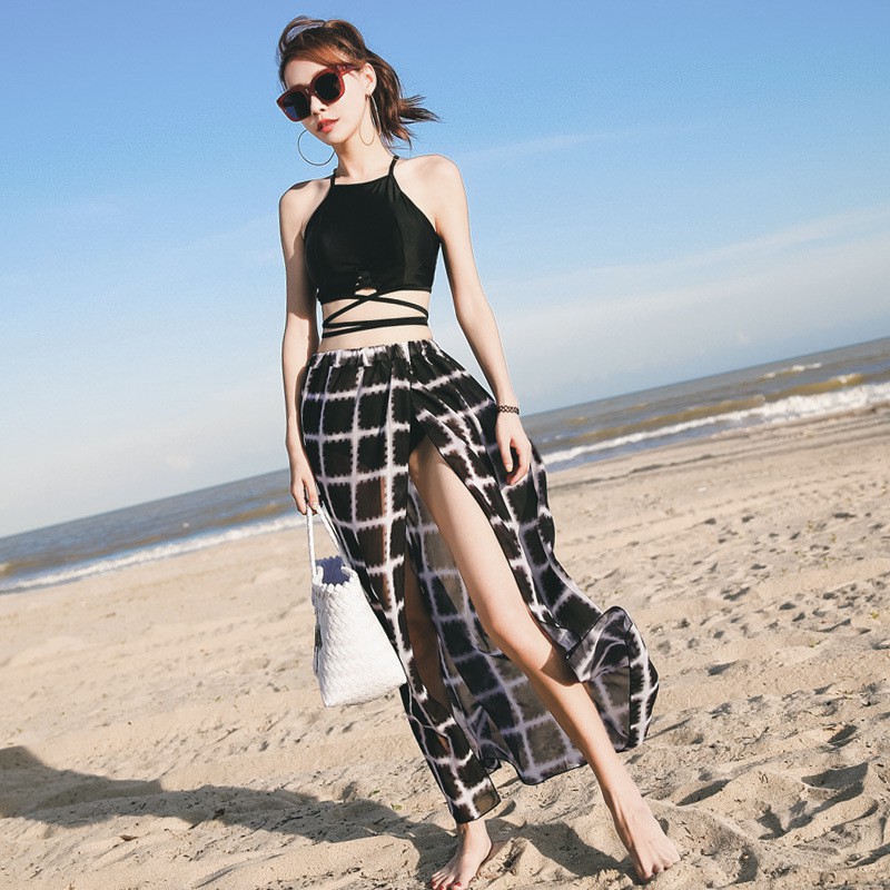 Bộ bơi set 3 áo yếm mầu đen, quần, kèm buộc chân váy ( Mã : 76133  ) | BigBuy360 - bigbuy360.vn