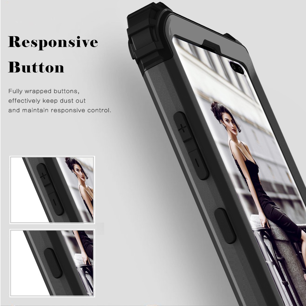 Ốp điện thoại 3 trong 1 chất liệu PC cứng và silicon mềm bảo vệ toàn diện cho Samsung Galaxy S10 S9 S8 Plus Note 9
