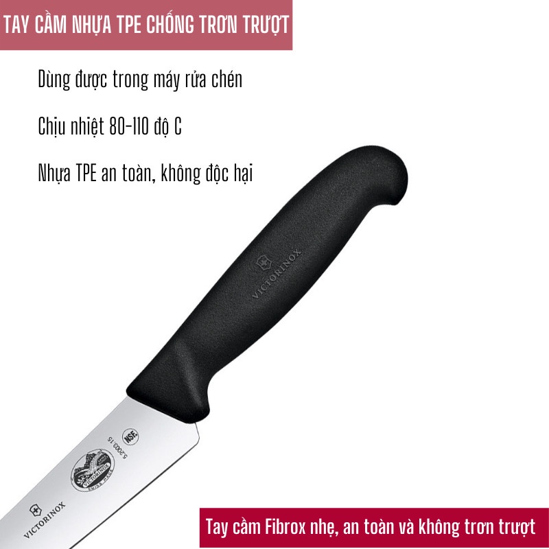 Dao thái Victorinox Fibrox 15cm cán nhựa nhiều màu - Nhập khẩu Thụy Sỹ