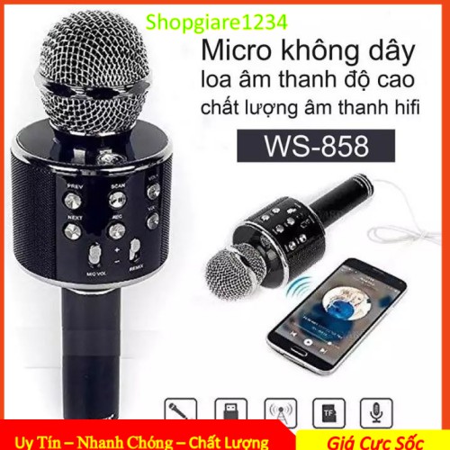 Micro Karaoke WS858 Đa năng Thế hệ MỚI NHẤT - Giao Màu Ngẫu Nhiên