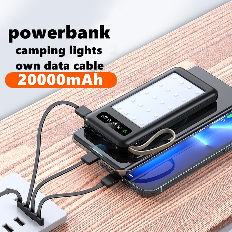 Sạc Dự Phòng YM520 20000mAh 3 Đầu Ra Micro USB Có Dây Cáp Dữ Liệu Cho táo Ty