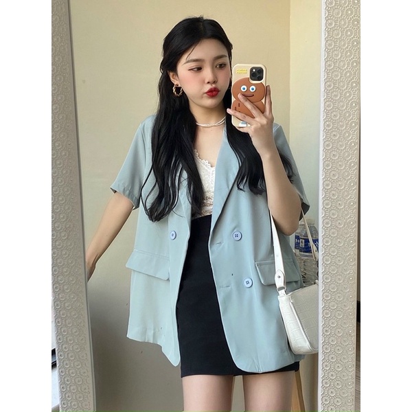 Áo Vest Blazer Ngắn Tay Túi Nắp Hàng QCCC ❤️ Bảng Màu Pastel Lạ Mát Mắt Ảnh Thật lekemqc 🦋