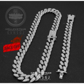 Dây chuyền Hip-Hop trang sức Cuban Bản To đính đá 20mm hợp kim Brass siêu bền