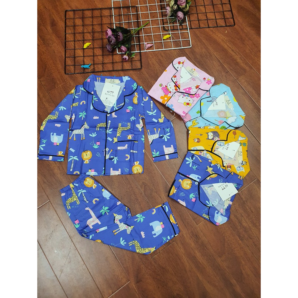 Bộ Pijama tay dài chất thô Hàn siêu thấm mồ hôi cho bé trai và bé gái [ ẢNH THẬT TỰ CHỤP ]