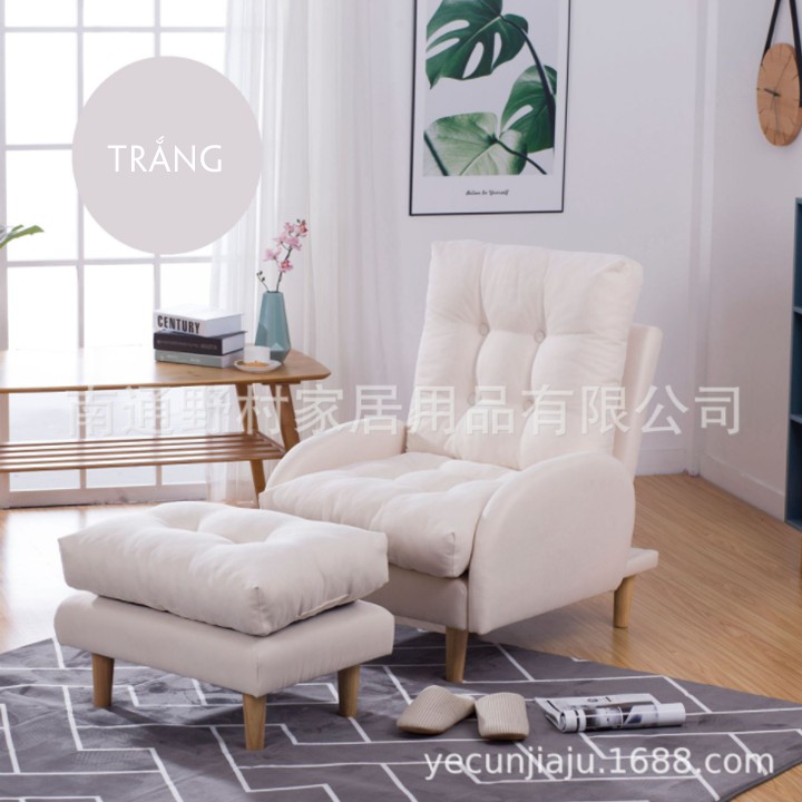 Ghế sofa thư giãn Ghế lười kèm đôn  chất liệu vải, có điều chỉnh 3 cấp độ, có thể tháo ra vệ sinh