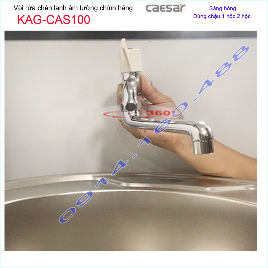 Vòi bếp lạnh gắn tường Caesar KAG-CAS100 , vòi chậu rửa chén bát âm tường xả nước mạnh siêu bền