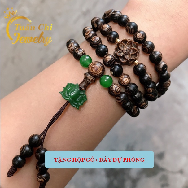 ⚡BẢO HÀNH⚡Chuỗi Tràng 108 Hạt Trầm Sánh Chìm Tự Nhiên- Vòng Tay Trầm Hương Kết Hơp Hoa Sen Ngọc Phong Thủy Cao Cấp