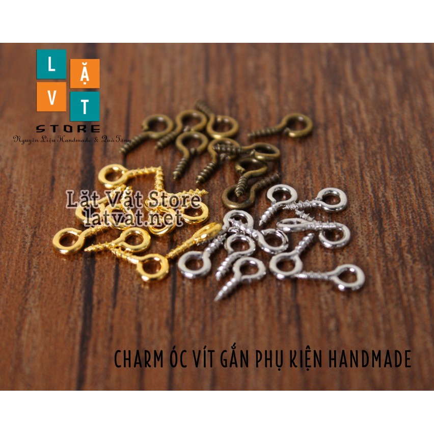 Charm phụ kiện ốc vít đinh xoắn nhỏ gắn đồ handmade, đất sét tự khô