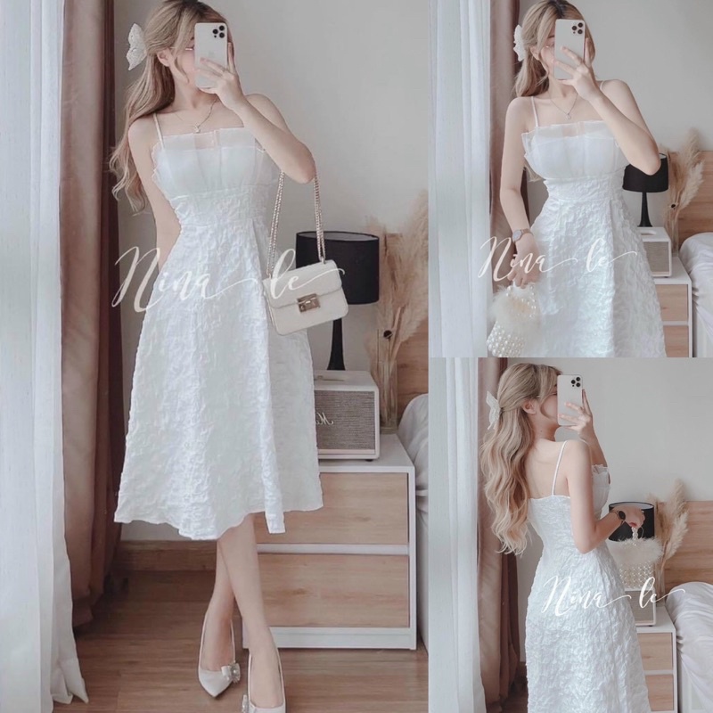 Đầm xoè 2s phối voan kiếng có mút siêu xinh (Freesize dưới 52kg - Đẹp mê ly💥)