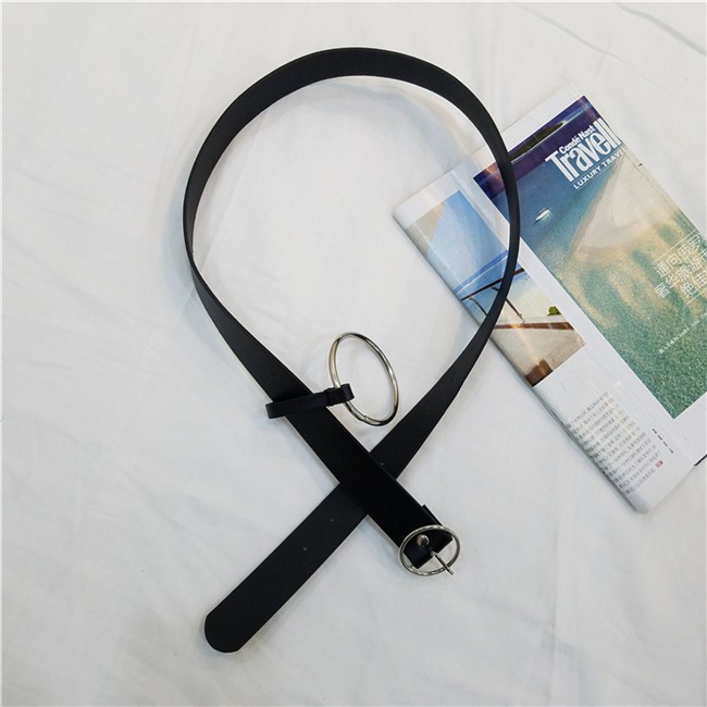 Thắt Lưng Da PU Khóa Tròn Kim Loại Thời Trang Hàn Quốc Cho Nữ