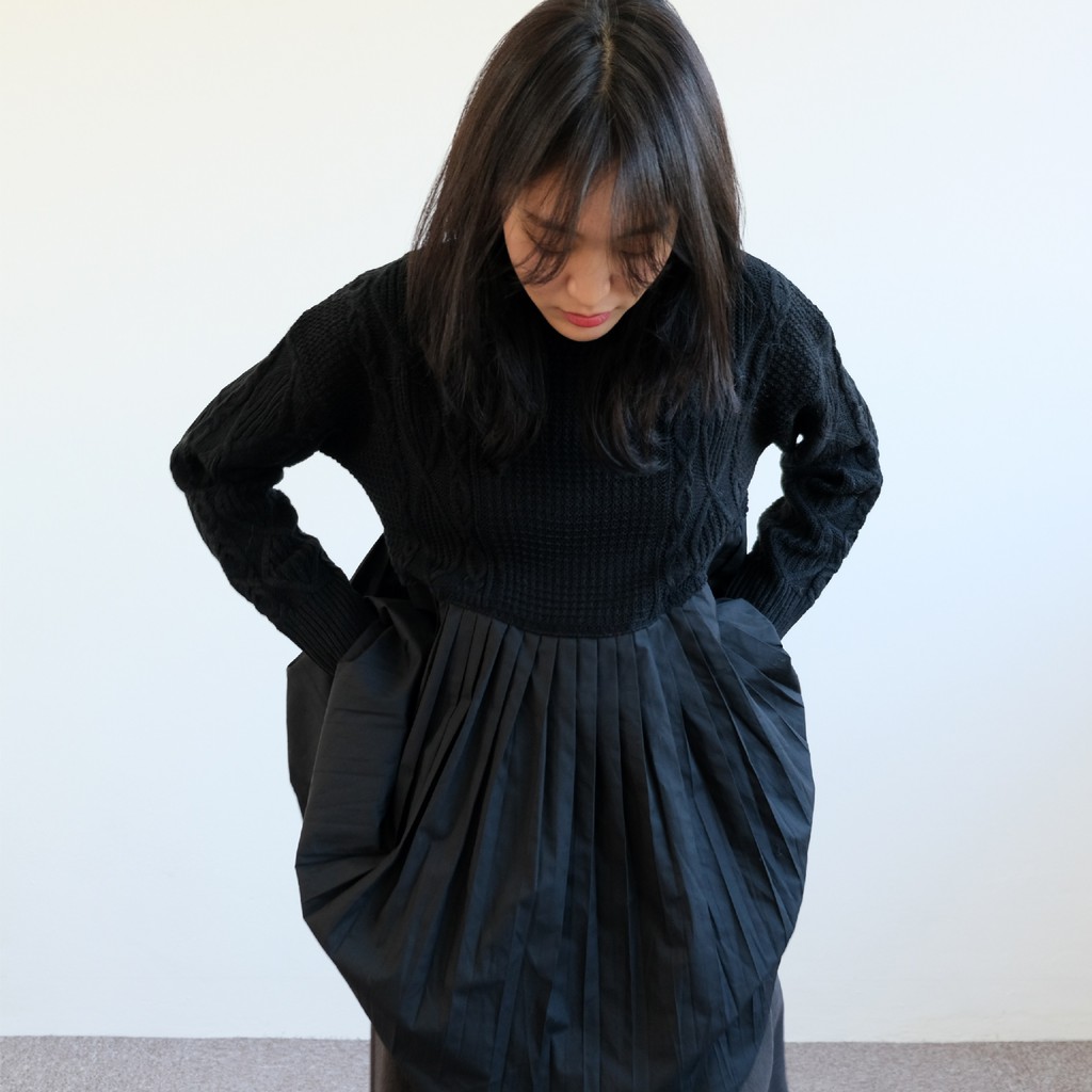 [gwilee] half knit pleated blouse - áo len phối kiểu Hàn Quốc | BigBuy360 - bigbuy360.vn