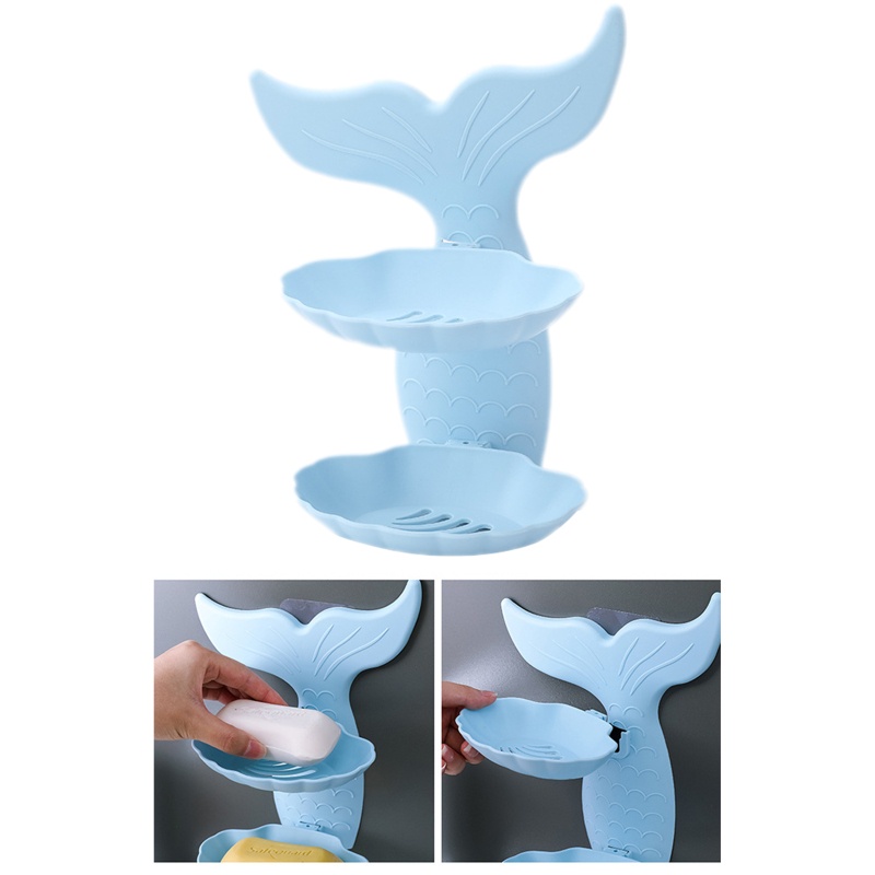 Khay Đựng Xà Phòng Hai Tầng Hình Cá Dễ Vệ Sinh