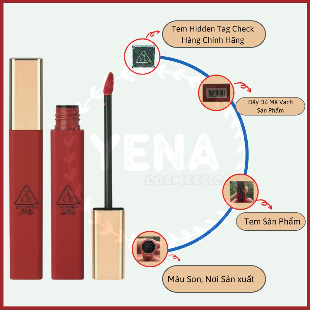 Son kem lì 3CE cloud lip tint macaron red (đỏ tươi)