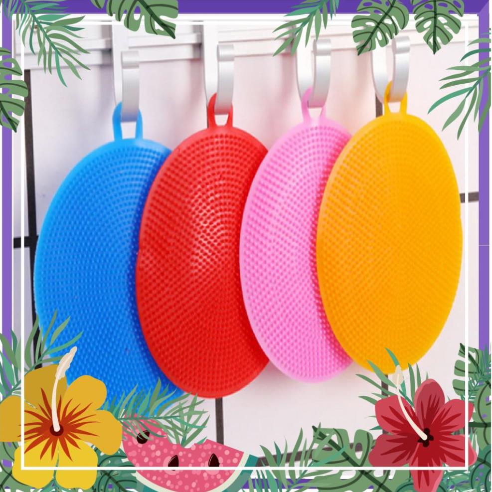 Miếng Cọ Rửa Chén Bát, Xoong Nồi Silicon Tiện Dụng Có Móc Treo Tường Thông Minh Đa Năng