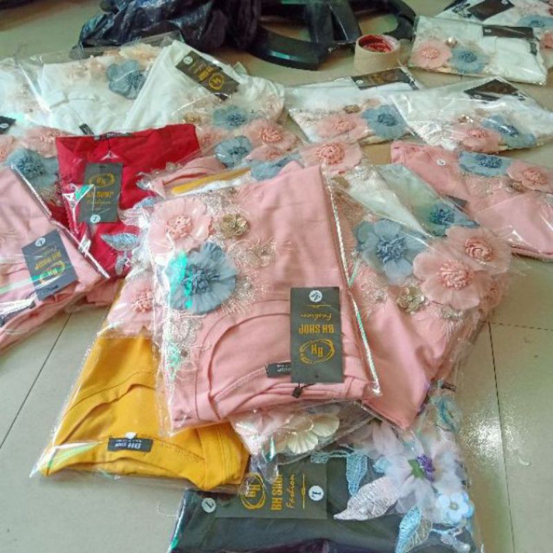 Áo thun thái nữ tay ngắn đính hoa nổi nhiều mẫu hoa chất vải cotton 100%  có giãn nhẹ mặc mát phom suông