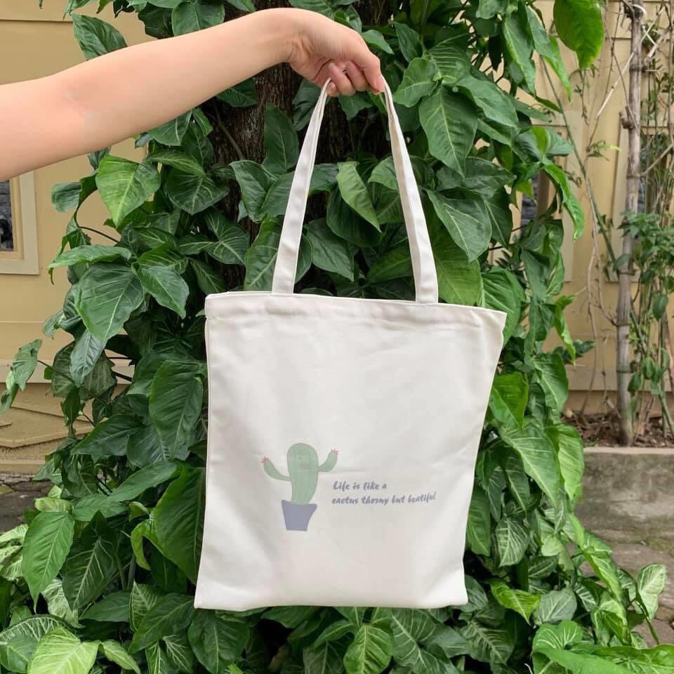 Túi Tote vải Canvas in hình vui nhộn, cute