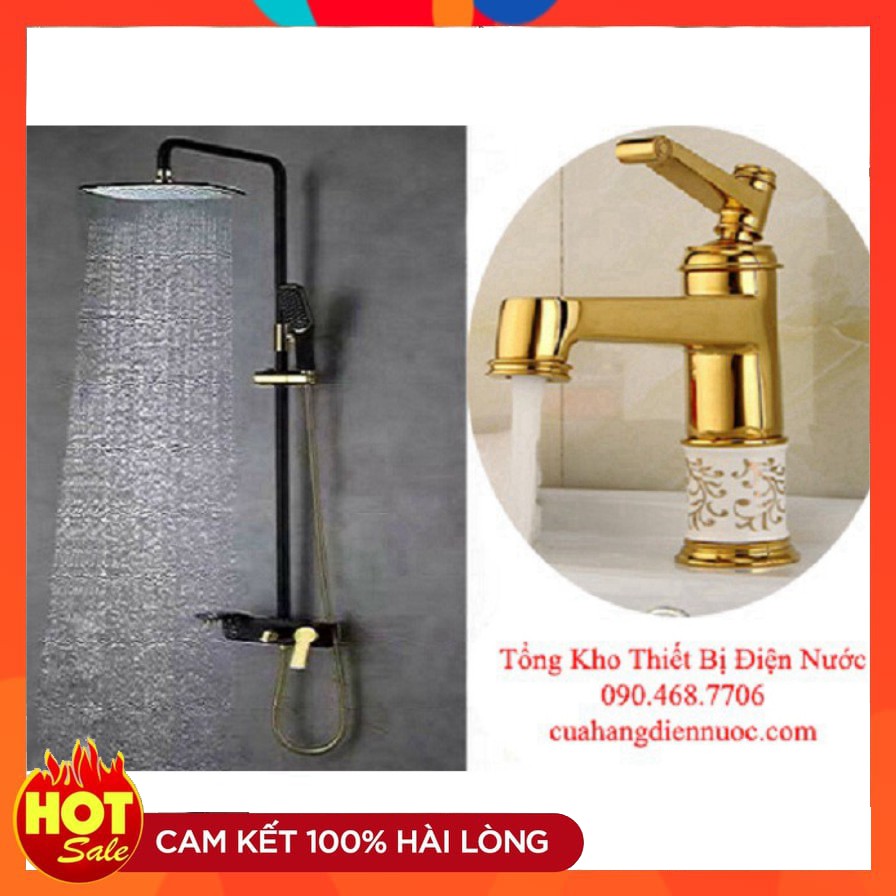 Combo bộ sen cây tắm GIORMANI kèm vòi chậu lavabo đính đá cao cấp SC02-SNL09