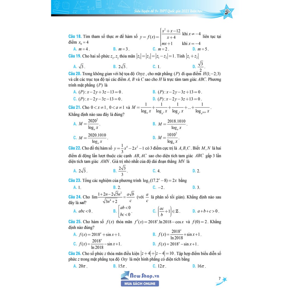 Sách - Mega 2021 – Siêu Luyện Đề 9+ Thpt Quốc Gia 2021 - Toán Học
