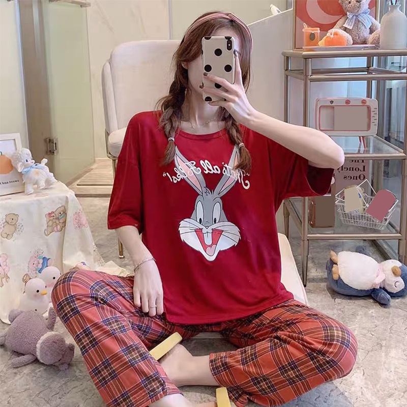 Set Đồ Ngủ In Họa Tiết Hoạt Hình Dễ Thương Cho Nữ
