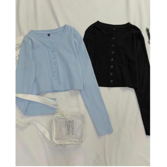 ÁO THUN TAY DÀI FOM CROPTOP BODY KÈM NÚT (THUN COTTON TICI) - 709