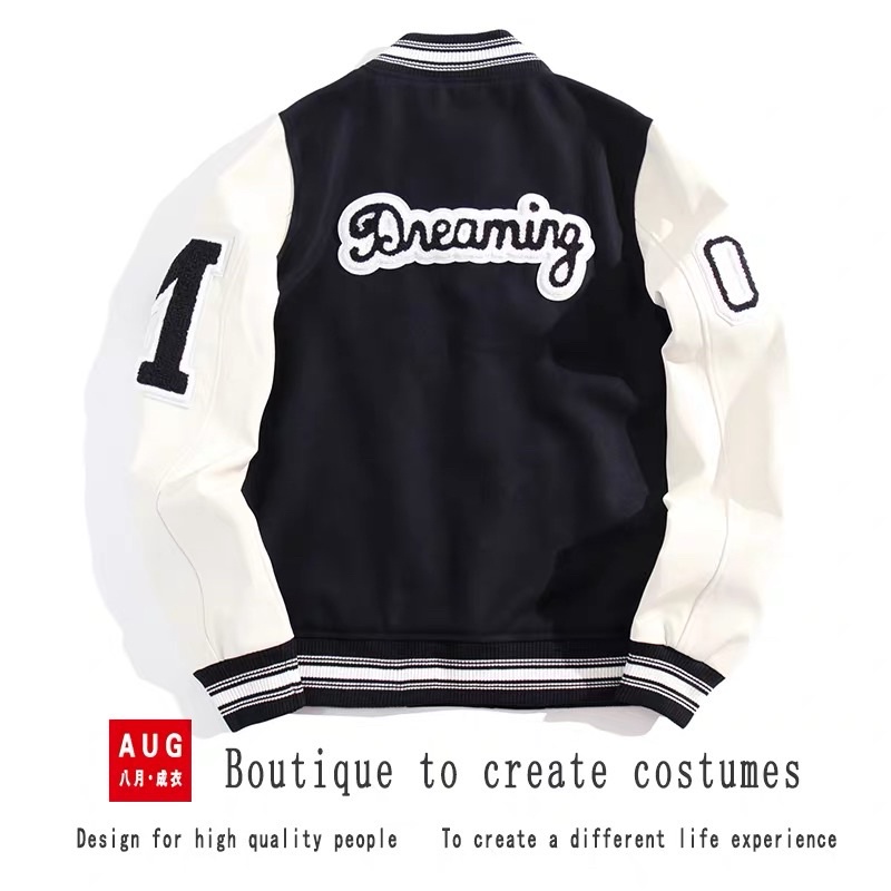 Áo Khoác MLBNY Jacket Logo L Dreaming Tay Da PU - Chính Hãng