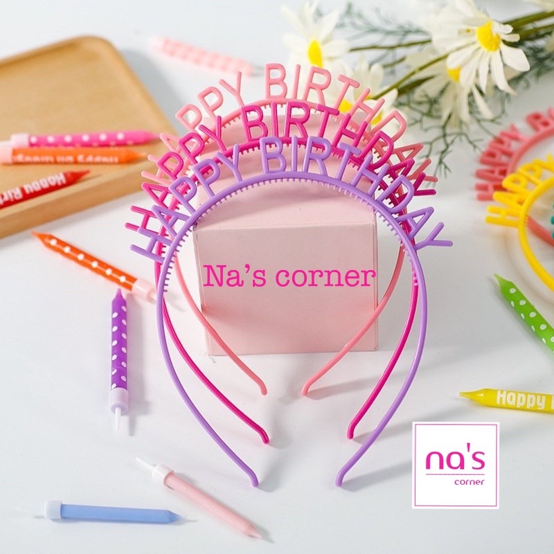 Băng đô cài tóc bờm nhựa Happy Birthday chúc mừng sinh nhật xinh xắn dễ thương