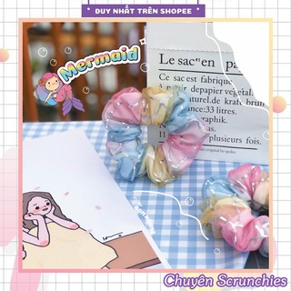 Cột Tóc Vải nhiều màu Scrunchies Mermaid 2 Lớp