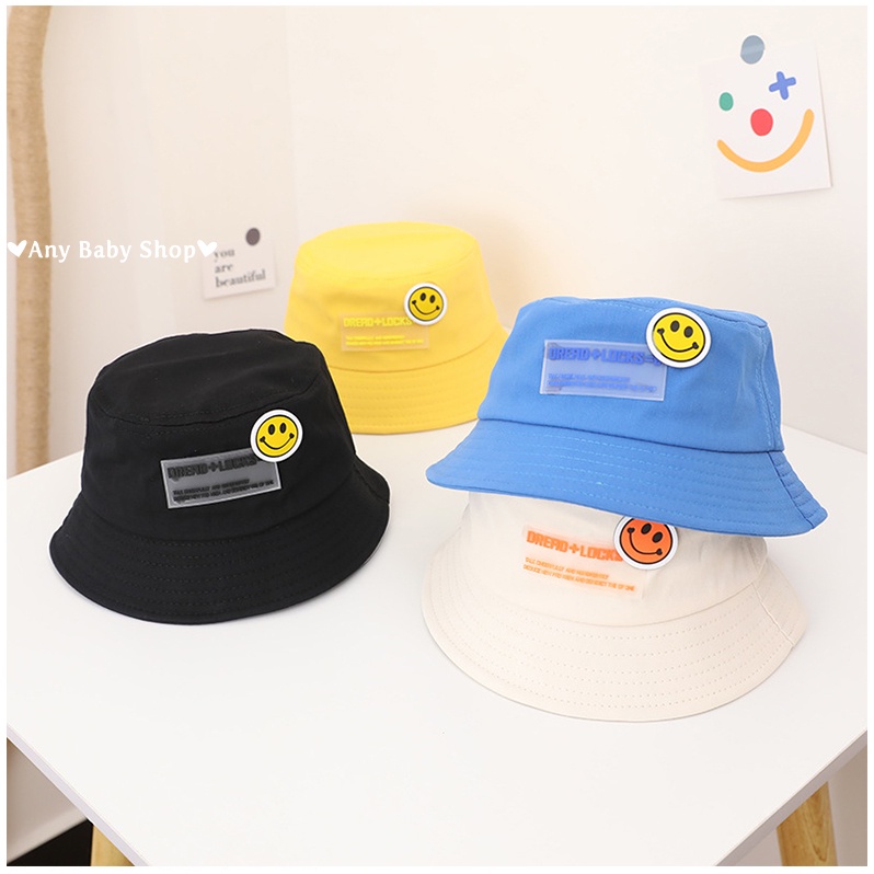 Mũ nón Bucket rộng vành thời trang mặt cười nổi bật cho bé trai và bé gái 8 màu siêu cute hột me -có dây nón   ❣❣