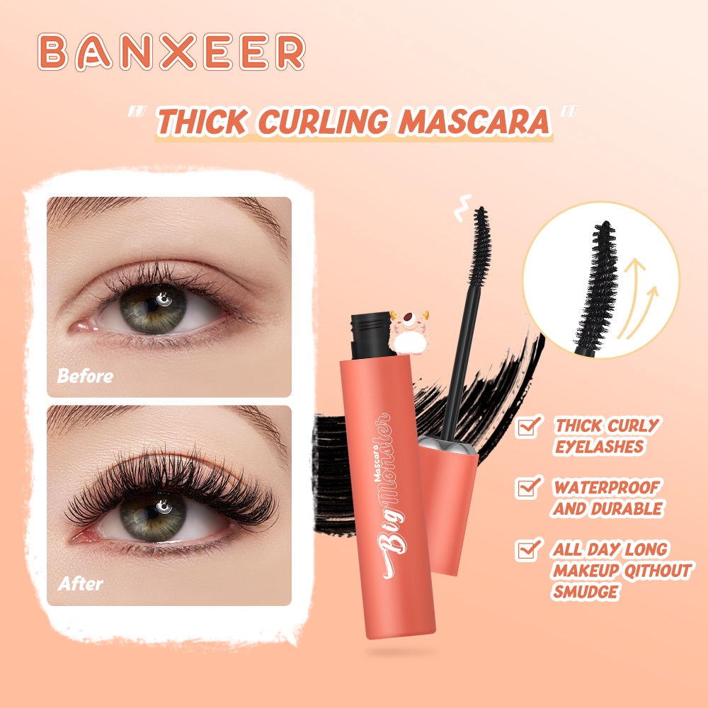 Mascara BANXEER kháng nước lâu trôi màu đen tự nhiên chuốt cong và dài mi