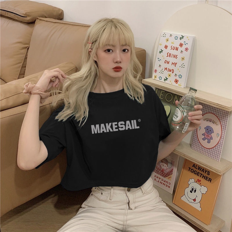 Áo Thun Lửng Tay Ngắn Dáng Rộng Phong Cách Hàn Quốc Thời Trang Mùa Hè 2022 Mới