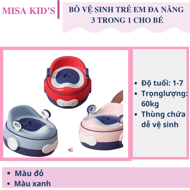 Bệ Lót Thu Nhỏ Bồn Cầu Có Tay Vịn Cho Bé, Bô Vệ Sinh đa năng Rvono [QUÀ TẶNG] nhập khẩu Misa kids