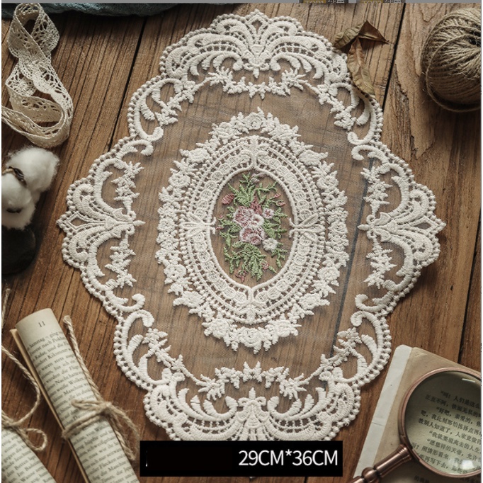 Khăn trải bàn XIAODUOJIAJU dạng tròn chống bụi rỗng trang trí phòng khách/ quán cà phê phong cách vintage