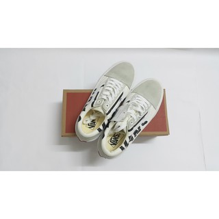 Vans old skool trắng da lộn mới (ảnh thật, tặng tất, full box)