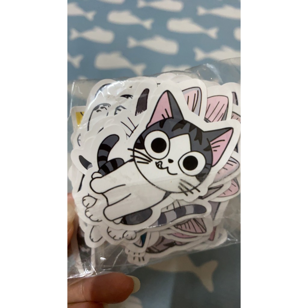 Bộ 50 Miếng Dán Sticker Chống Nước Hình Mèo Cute Dán Nón Bảo Hiểm, Dán Laptop, Vali, Xe Máy, Điện Thoại, Máy Tính -M038
