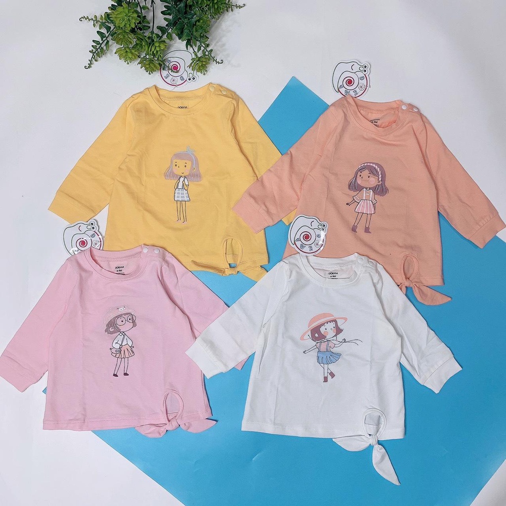 Áo dài tay cài vai cotton mỏng điều hoà Dokma cho bé gái (9-36 tháng)