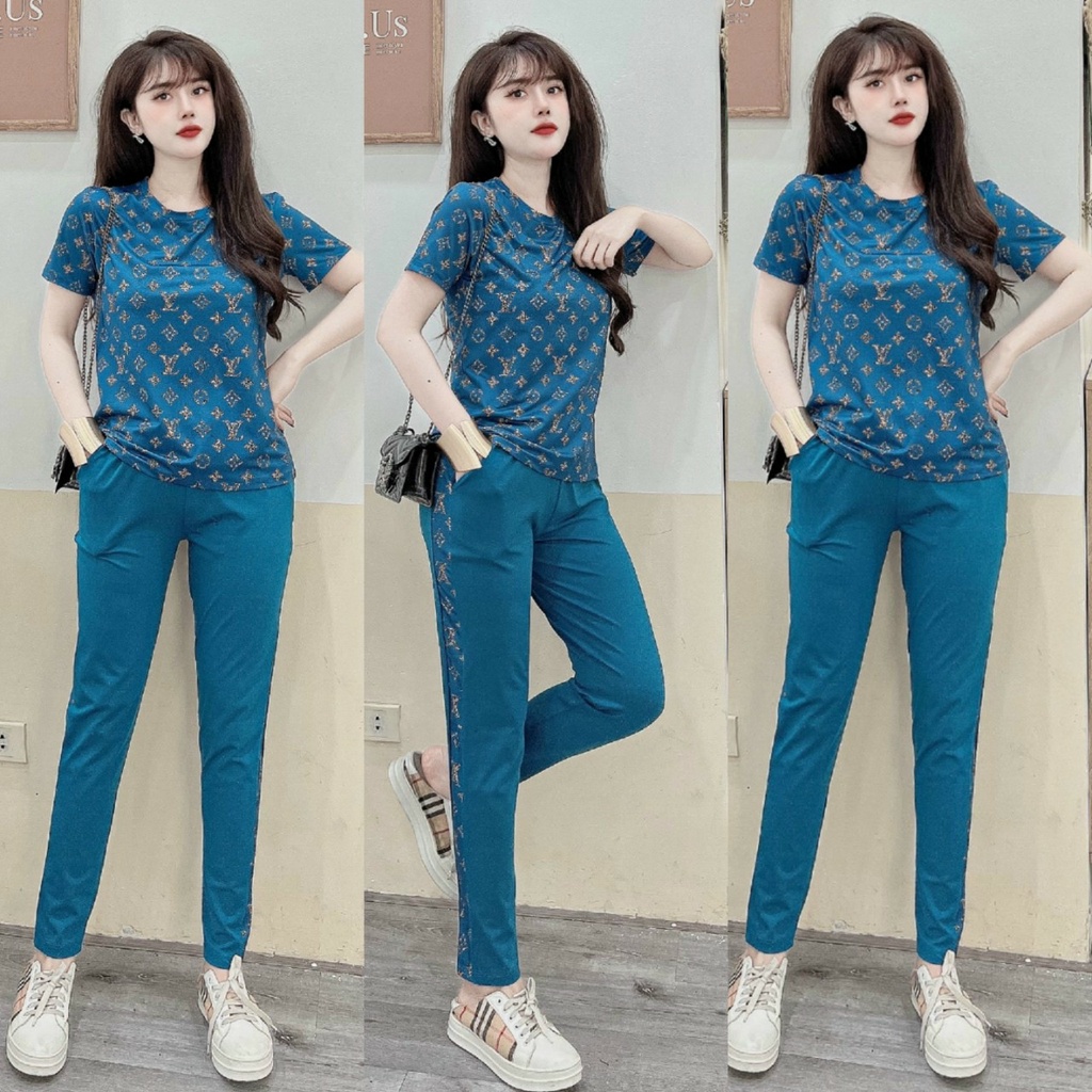 Đồ bộ thể thao nữ cao cấp thời trang mới nhất - tay ngắn quần dài - mã D41