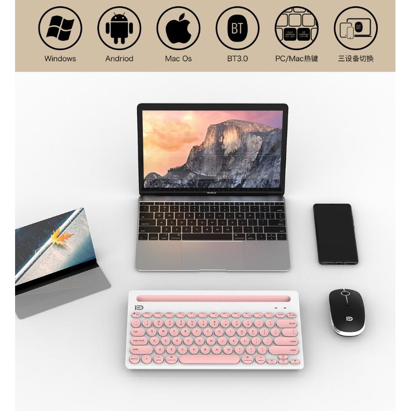 (Chính Hãng Forter) Bàn Phím Bluetooth Forter ik3381 dành cho Điện thoại, Máy tính bảng, Laptop, PC | WebRaoVat - webraovat.net.vn