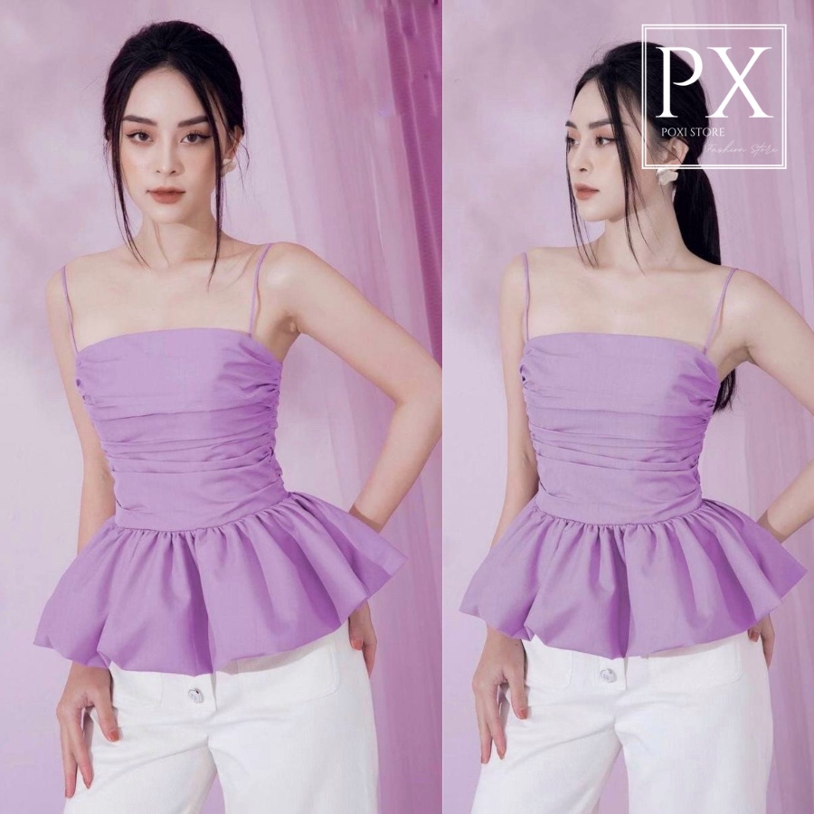 Áo 2 Dây Peplum HITEST (TÍM)