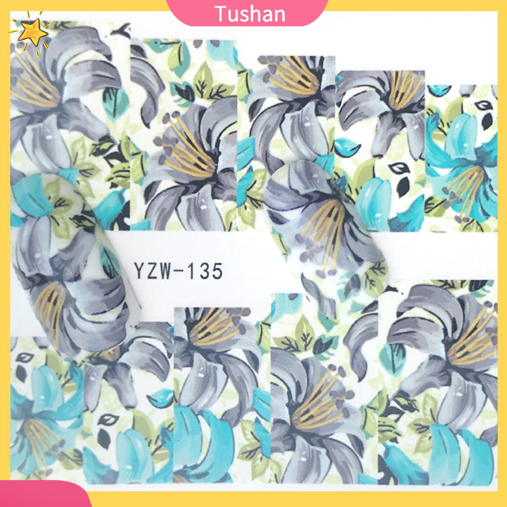 Miếng dán móng tự dính in hình hoa DIY