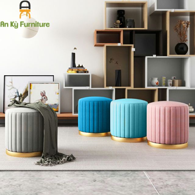 Ghế Đôn 80cm Tròn đính khuy, Đôn Tròn Sofa Phòng Khách Siêu Xinh