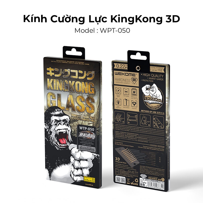 Kính Cường Lực Full Màn Hình WK 3D KINGKONG Cho iP 7 8 X XR XS 11 12 13 14 Pro Max Plus - Minh An Saigon