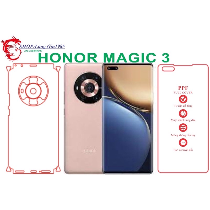Honor Magic 3, miếng dán trong Ppf mặt trước mặt sau chống va đập chống trầy xước tốt