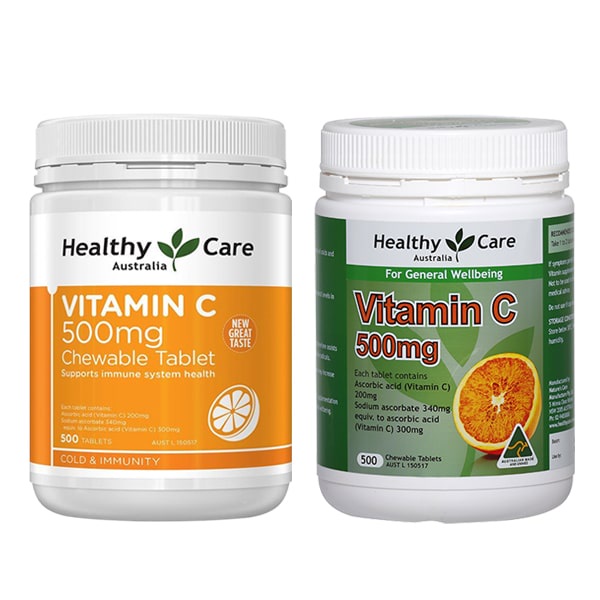 Vitamin C [Úc] HeathyCare Vitamin C 500mg - Siêu to 500 viên - tăng cường sức đề kháng