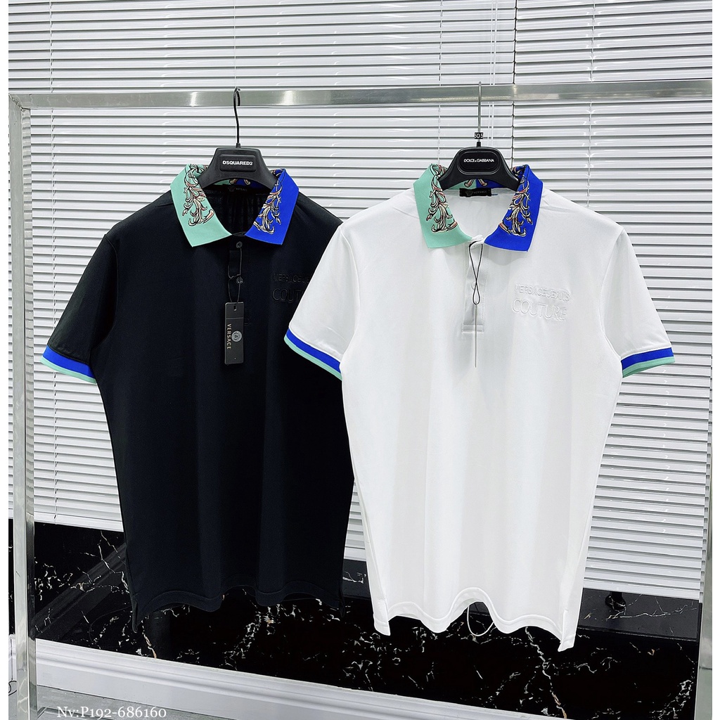 Áo Polo Nam Ver.sace Họa Tiết Ở Cổ Sang Trọng . Áo Phông Cổ Bẻ Nam Ver.sace Chất Vải Gai Mát Mịn - MINH TÂY STORE