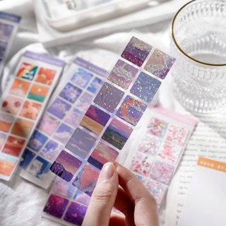 Zanmo deco sticker tờ nhãn dán trang trí phong cảnh bầu trời đám mây lấp lánh
