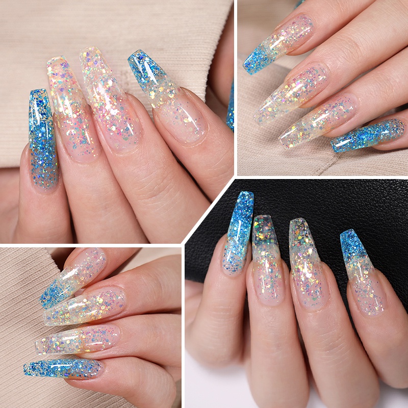 Gel Nối Dài Móng Tay 15ML Phối Kim Tuyến Lấp Lánh Dễ Thương